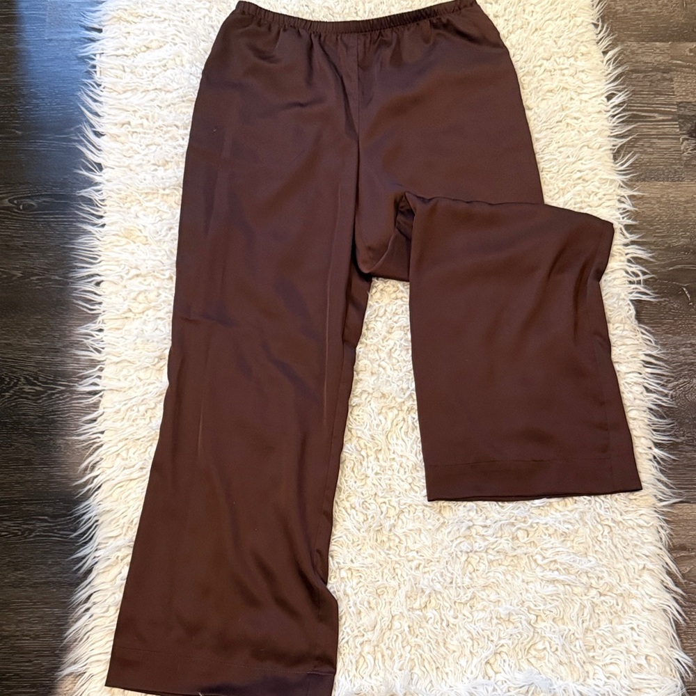 Brown Satin Pull-on Pants